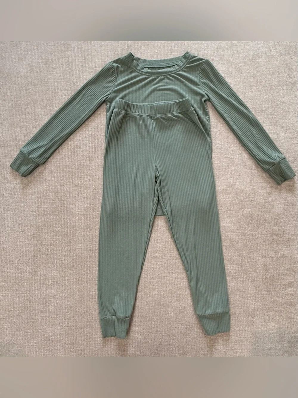 Little Sleepies Moss Ribbed Two-Piece Long Sleeve Pajama Set 2T
